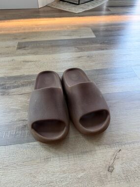 Brown Yeezy slides